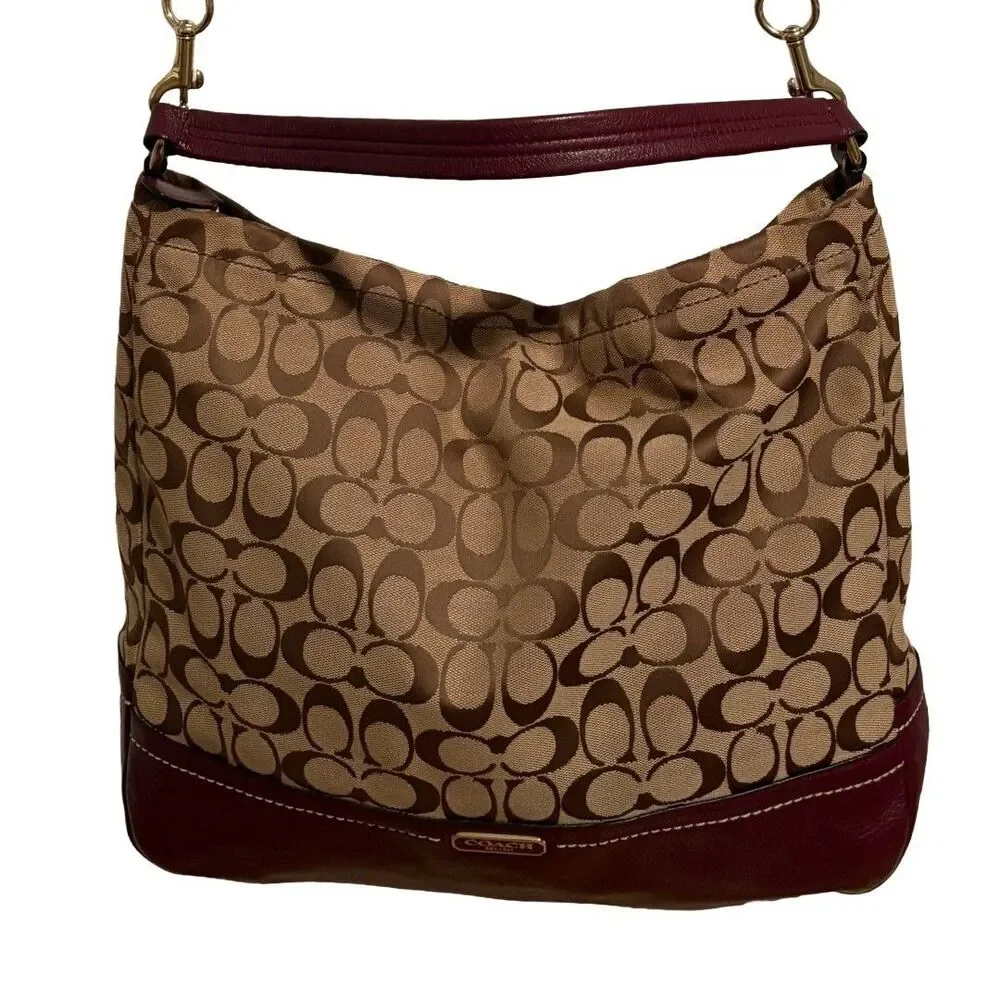 Coach F23279 Park Signature Hobo Burgundy Tote Crossbody Bag